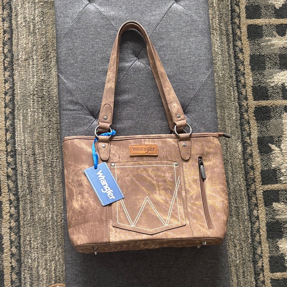 Wrangler Tan Tote with Front Pocket